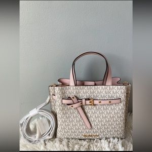 NEW SEALED MICHAEL KORS EMILIA LOGO SATCHEL /TOP HANDLE / CROSSBODY BAG, VANILLA